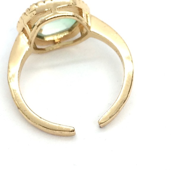 JOY DRAVECKY CHLOE HEXAGON RING OMBRE GREEN GOLD PLATED BRASS - Picture 7 of 10